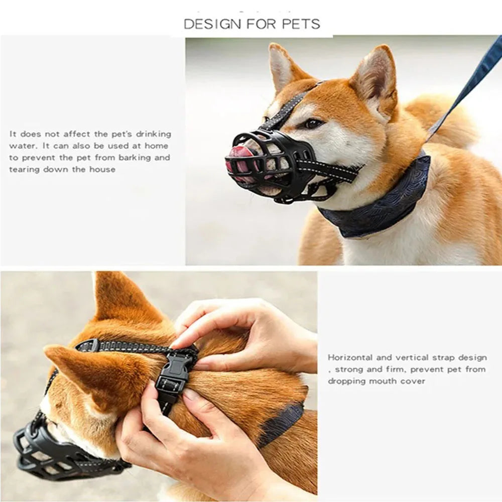 Soft silicone breathable basket dog muzzle – anti-biting and chewing protection for dogs.