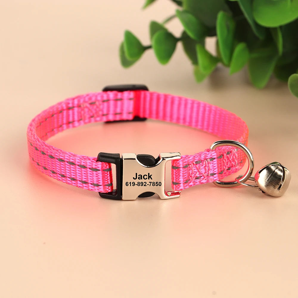 Personalized engraved cat collar – adjustable anti-lost collar for cats and small dogs.