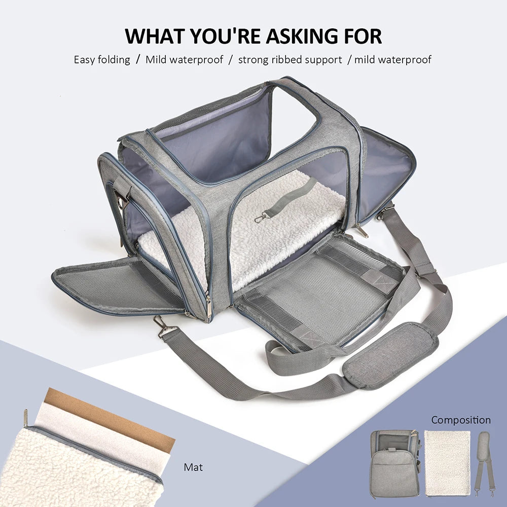 Soft-Sided Dog & Cat Carrier Backpack – Airline-Approved Travel Bag for Small Pets.