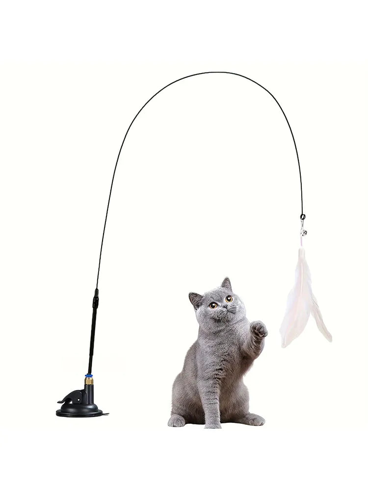 Interactive Cat Feather Teaser Wand
