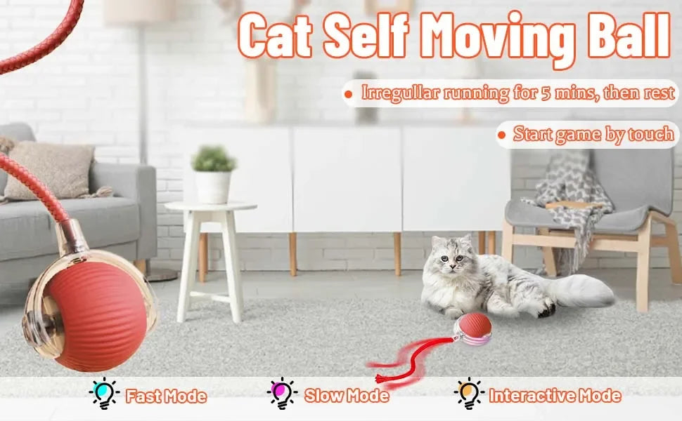 Automatic Rolling Interactive Pet Ball Toy (Rechargeable Smart Toy