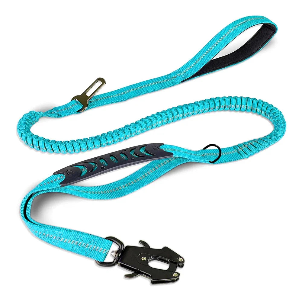 Reflective Shock Absorbing Dog Leash with Seatbelt