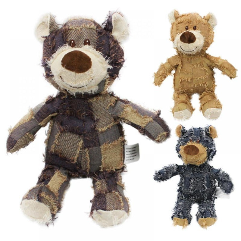 Plush Teddy Bear Squeaky Dog Toy – Interactive Chew & Teeth Cleaning Toy for Pets