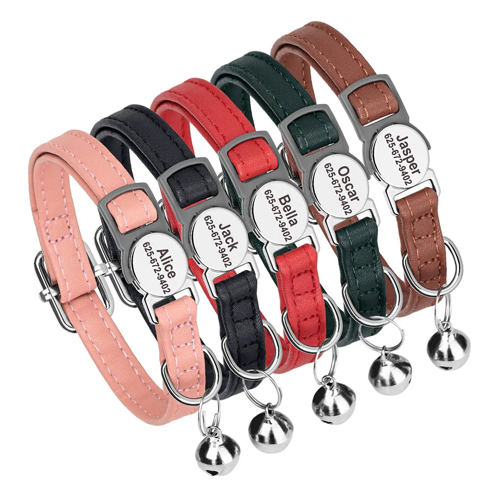 Personalized engraved cat collar – adjustable anti-lost collar for cats and small dogs.
