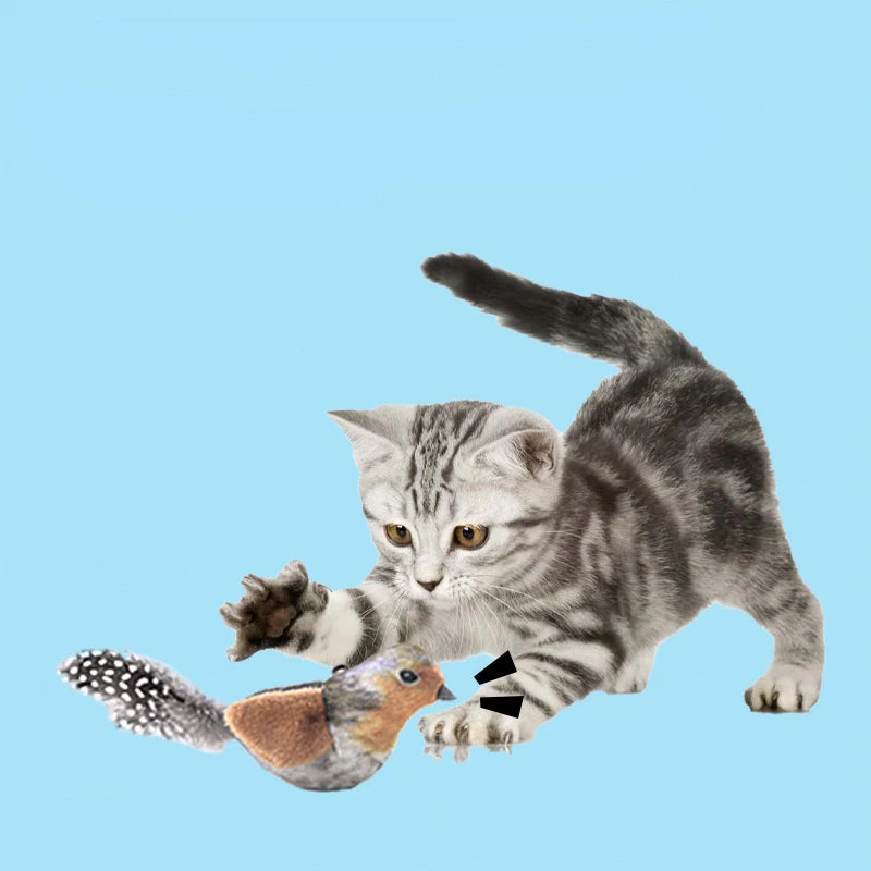Lifelike Catnip Bird Toy with Feathers