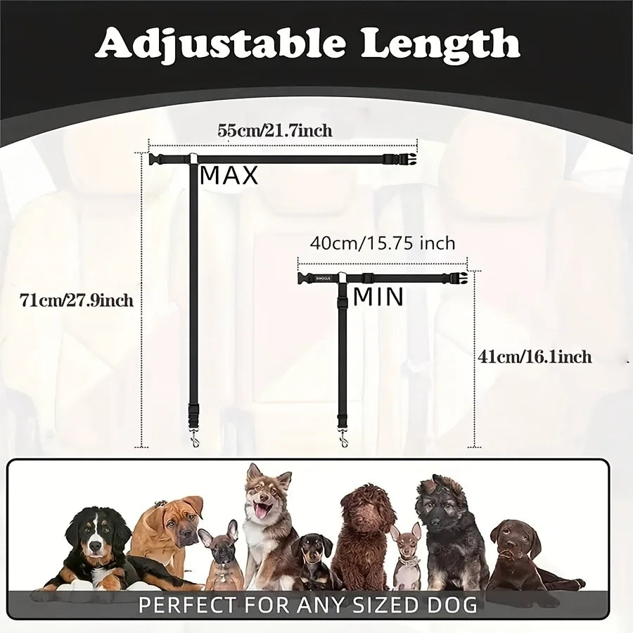 Dog Car Seat Belt Tether – Pet Vehicle Safety Leash