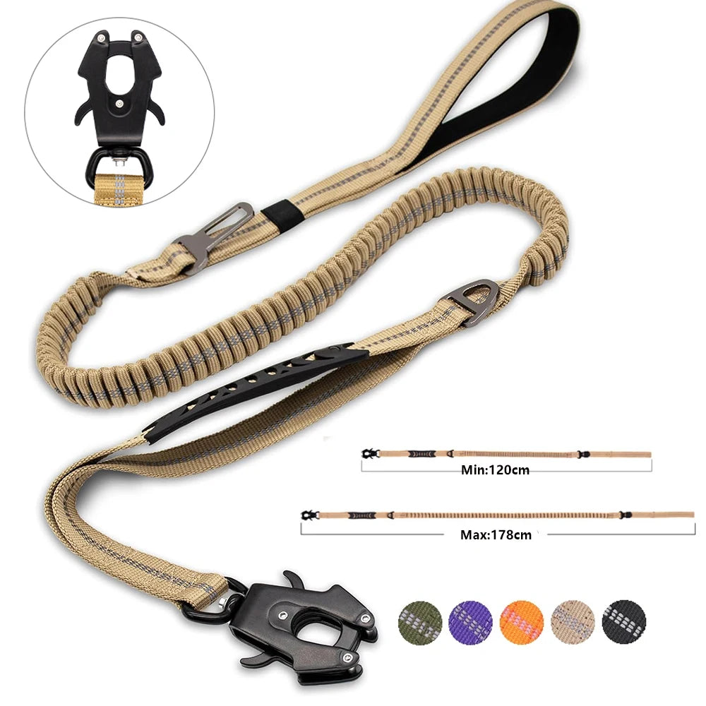 Reflective Shock Absorbing Dog Leash with Seatbelt
