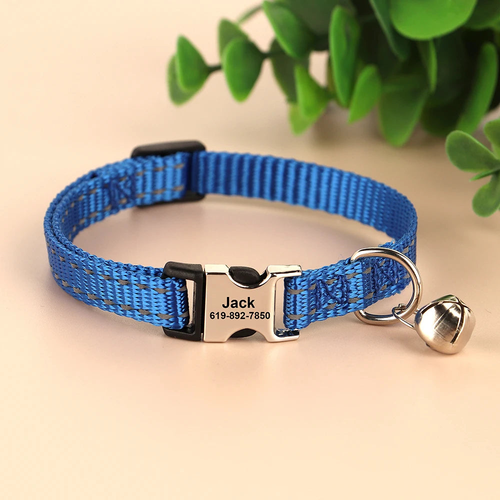Personalized engraved cat collar – adjustable anti-lost collar for cats and small dogs.