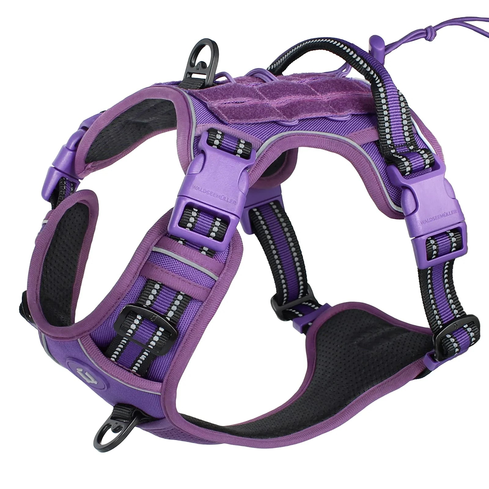 Tactical no-pull MOLLE dog harness – adjustable and reflective.