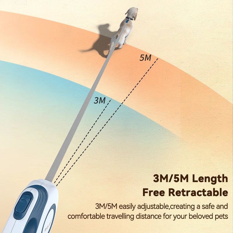 ROJECO retractable dog leash – 3M/5M extendable walking lead for small dogs and cats.