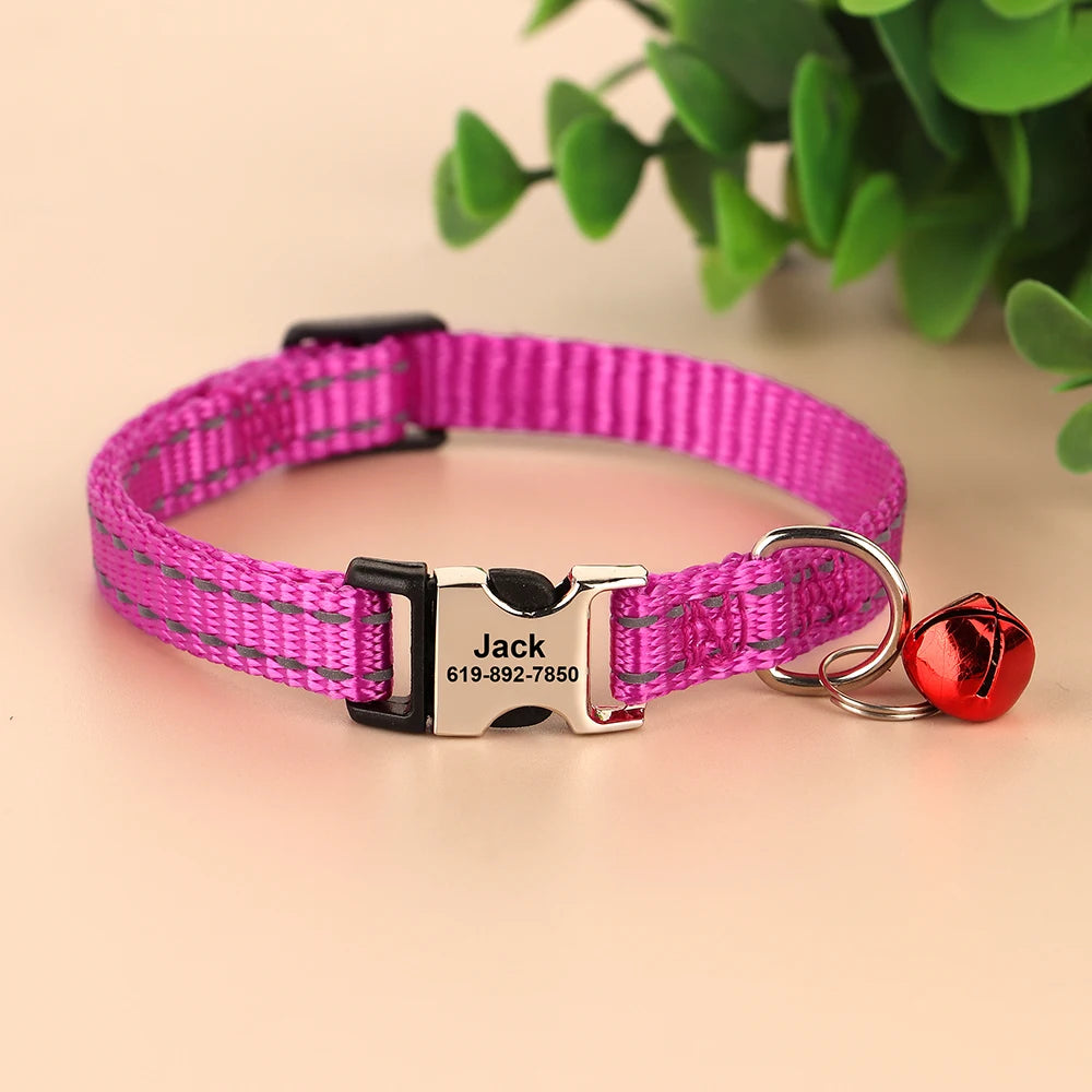 Personalized engraved cat collar – adjustable anti-lost collar for cats and small dogs.