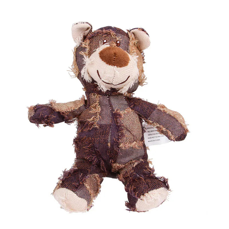 Plush Teddy Bear Squeaky Dog Toy – Interactive Chew & Teeth Cleaning Toy for Pets