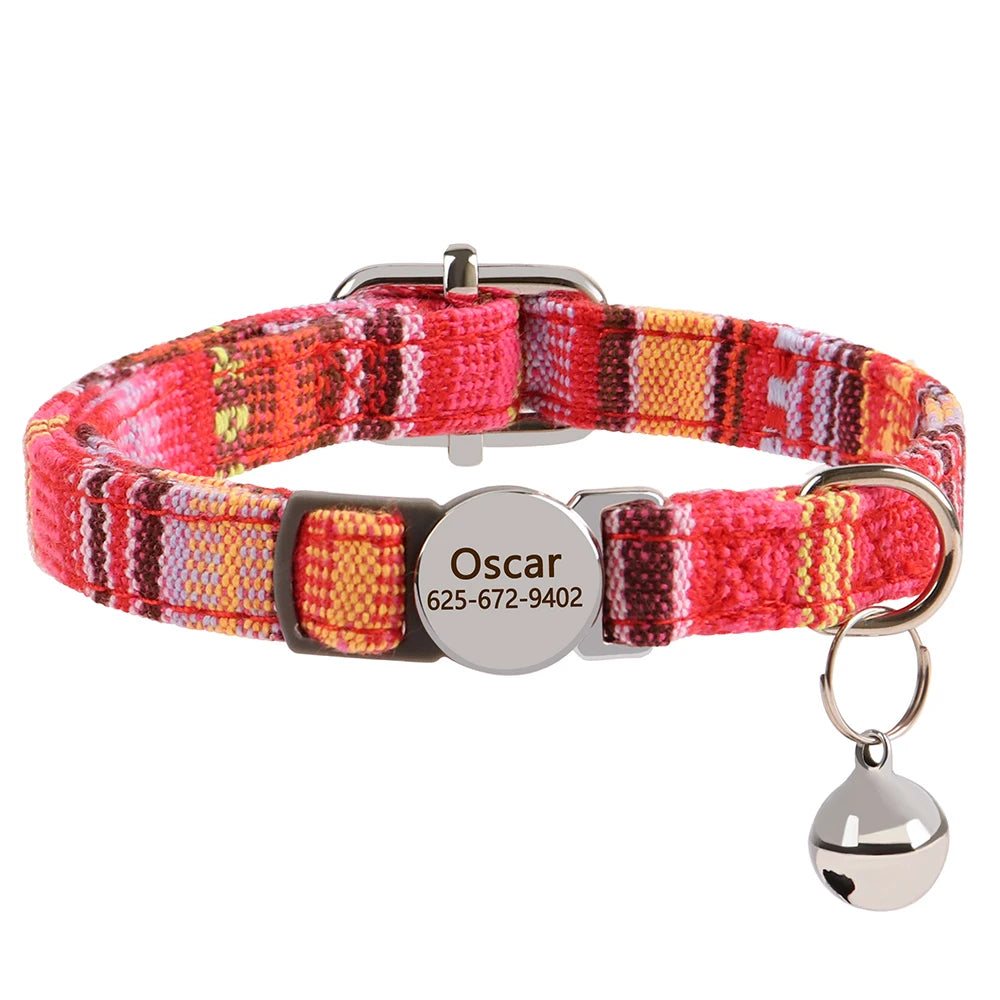 Personalized engraved cat collar – adjustable anti-lost collar for cats and small dogs.