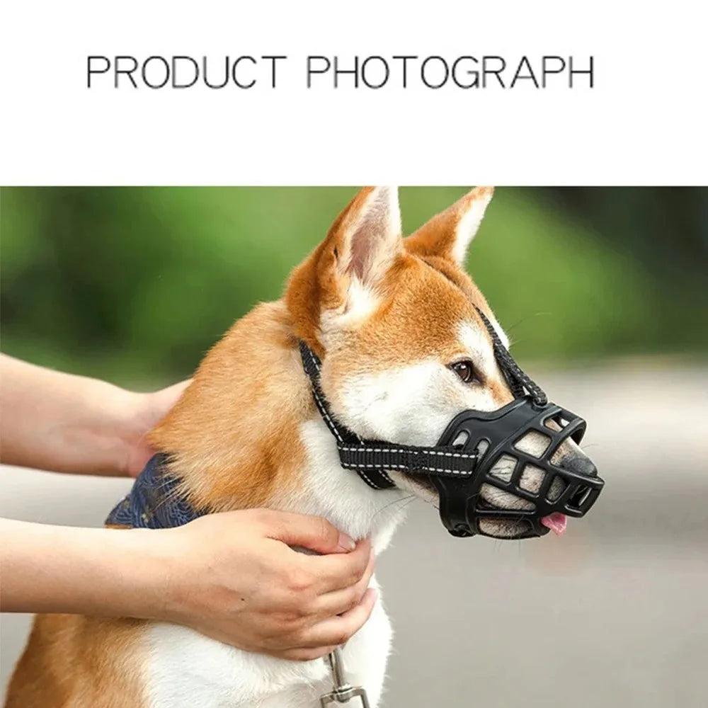 Soft silicone breathable basket dog muzzle – anti-biting and chewing protection for dogs.
