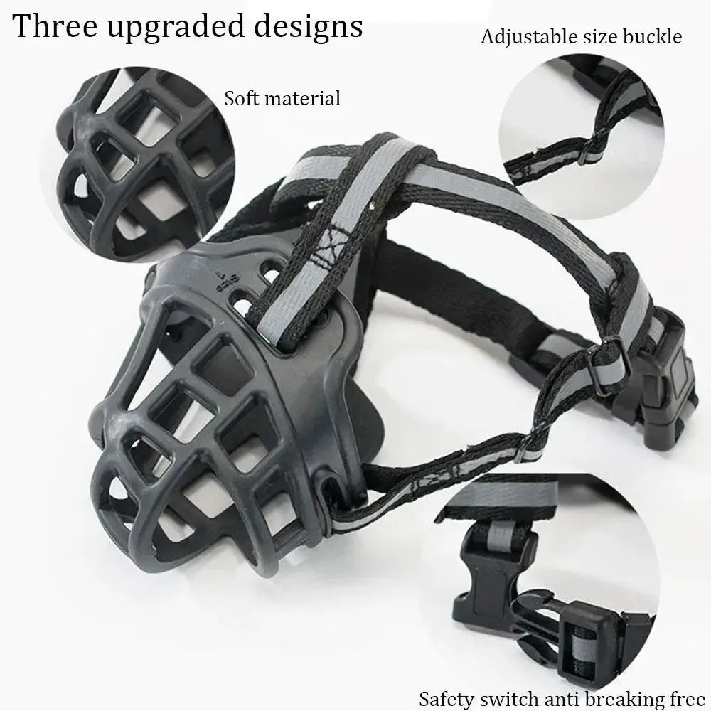Soft silicone breathable basket dog muzzle – anti-biting and chewing protection for dogs.