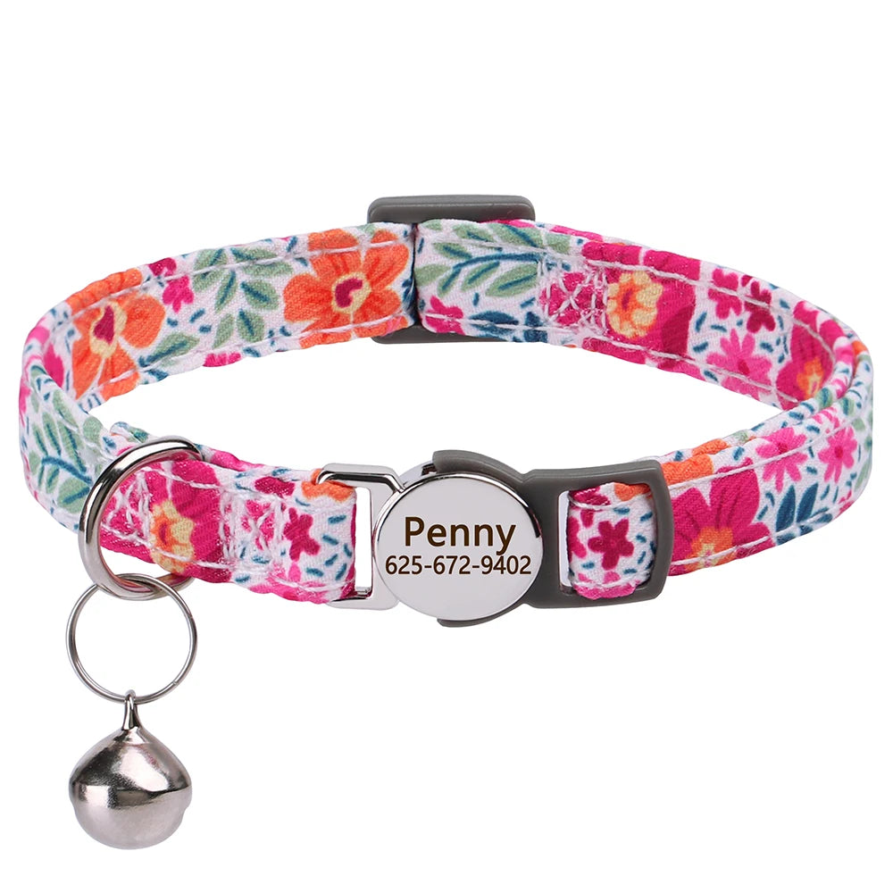 Personalized engraved cat collar – adjustable anti-lost collar for cats and small dogs.
