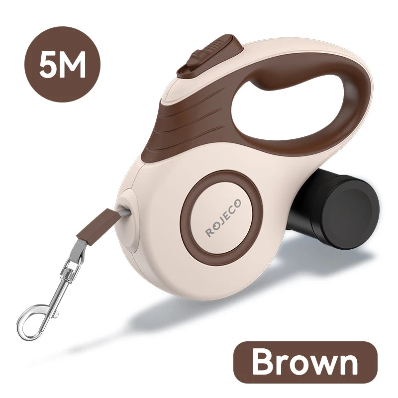ROJECO retractable dog leash – 3M/5M extendable walking lead for small dogs and cats.