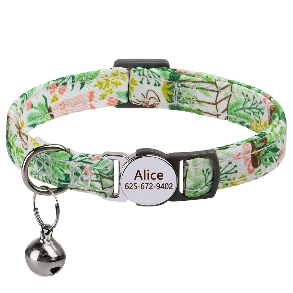 Personalized engraved cat collar – adjustable anti-lost collar for cats and small dogs.