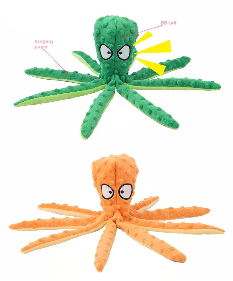 Crinkle Octopus Squeaky Dog Toy