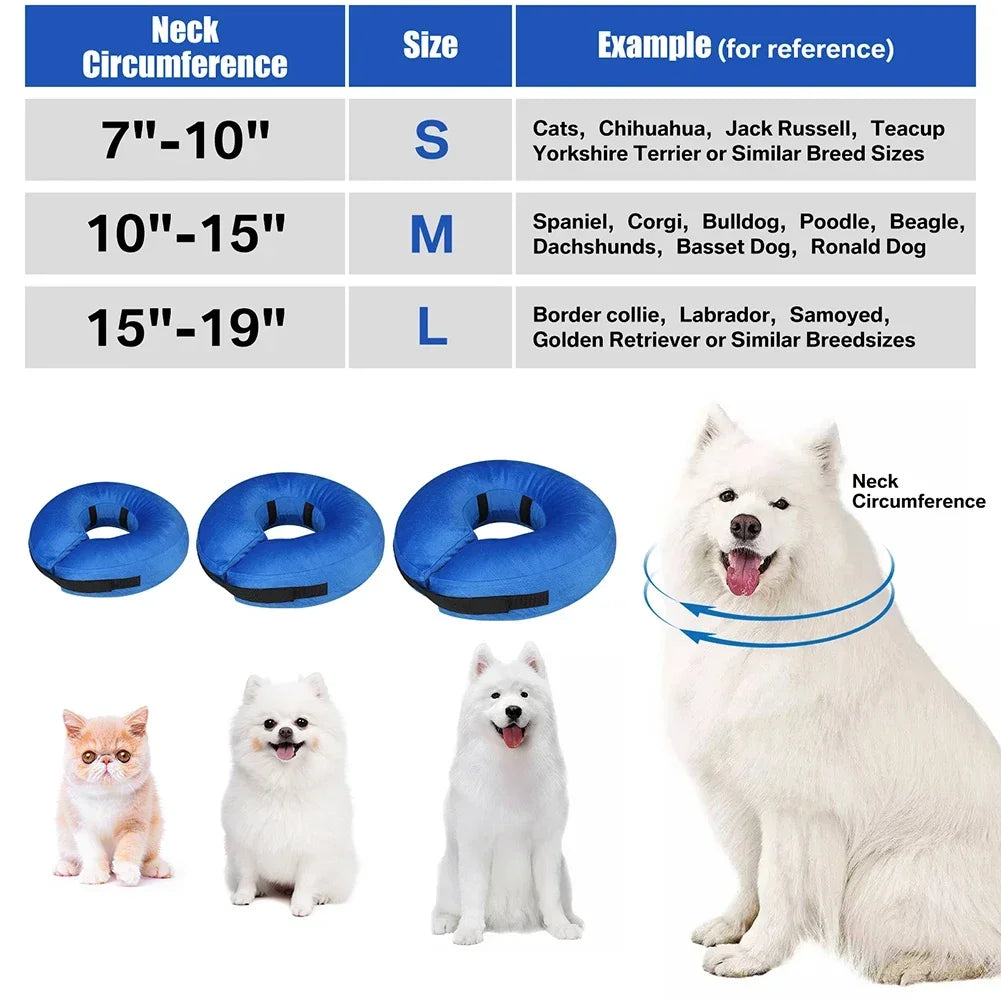 Inflatable recovery collar for dogs and cats – soft protective cone for post-surgery healing.