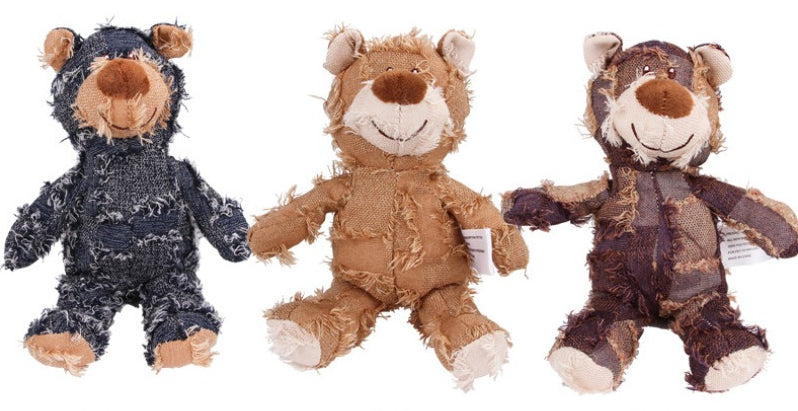 Plush Teddy Bear Squeaky Dog Toy – Interactive Chew & Teeth Cleaning Toy for Pets