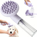 3-in-1 dog bath brush with soft silicone bristles – shampoo, wash, and massage tool for pet grooming.