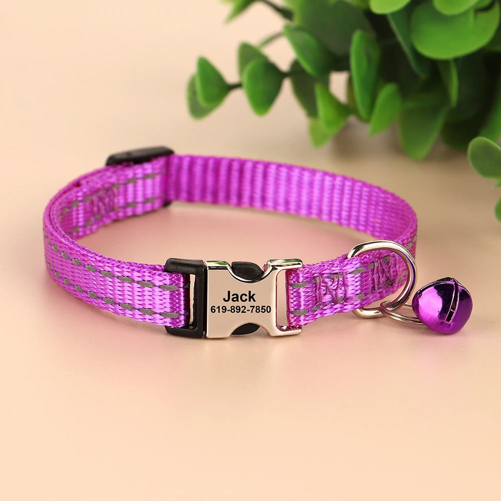 Personalized engraved cat collar – adjustable anti-lost collar for cats and small dogs.