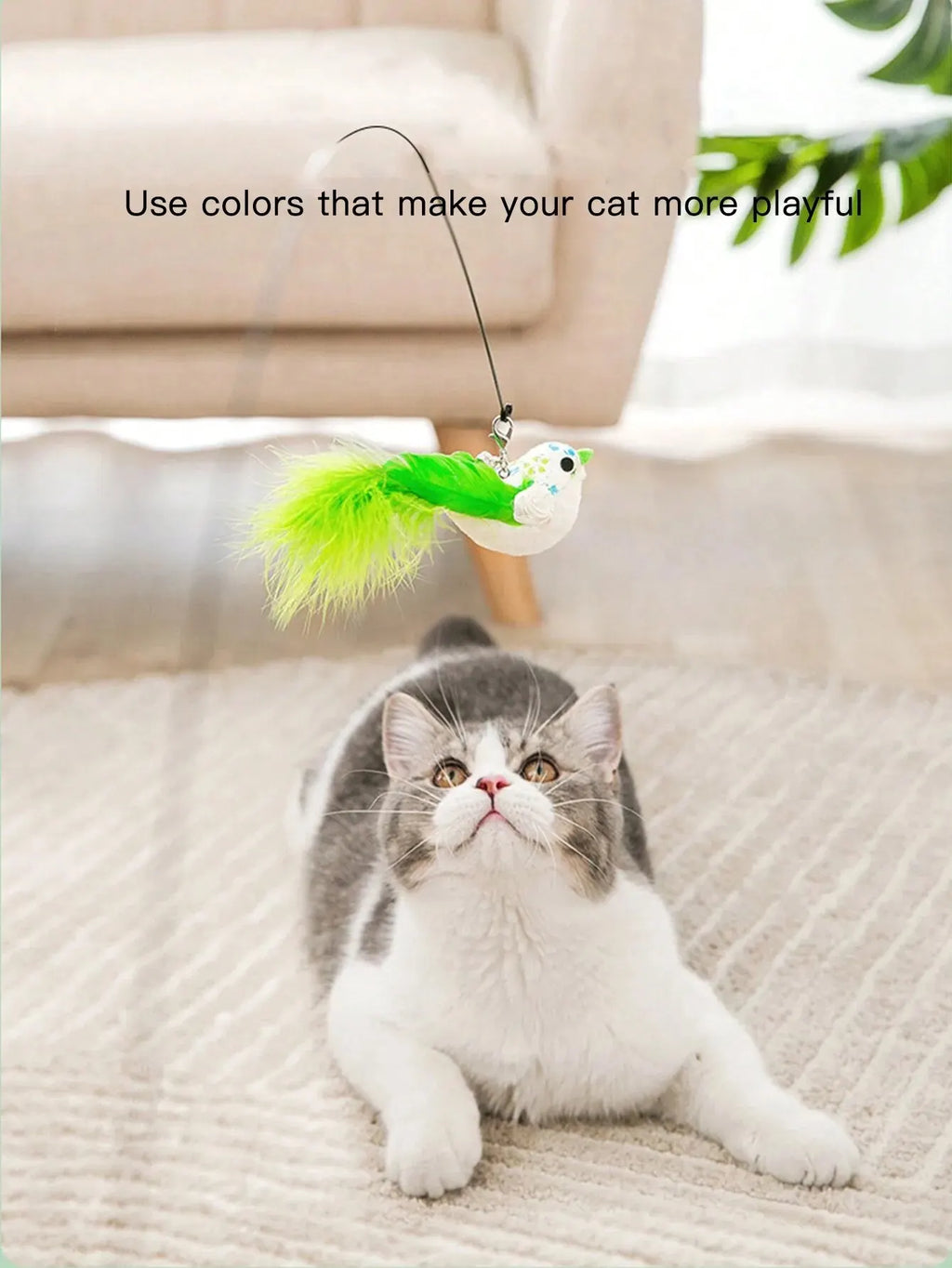 Interactive Cat Bird Feather Bell Suction Toy