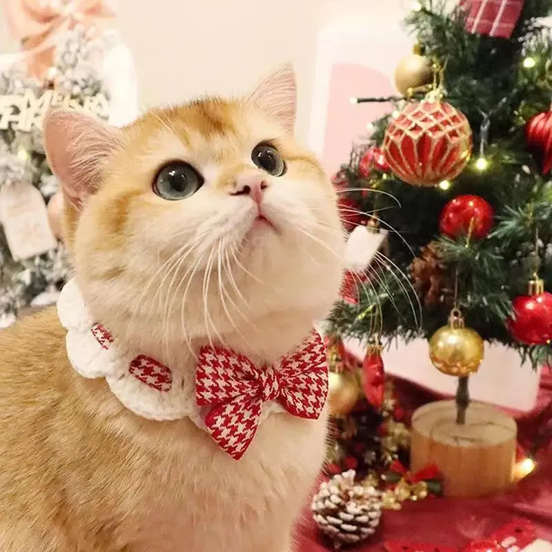 Stylish Checkered Pet Bow Tie Collar