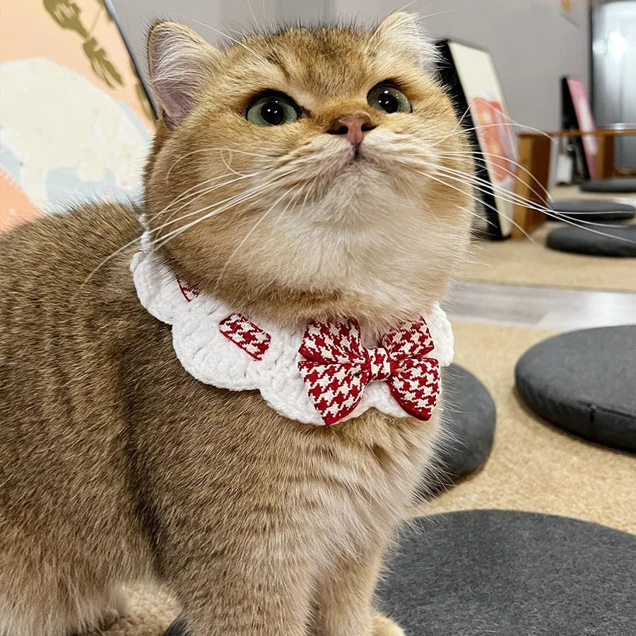 Stylish Checkered Pet Bow Tie Collar