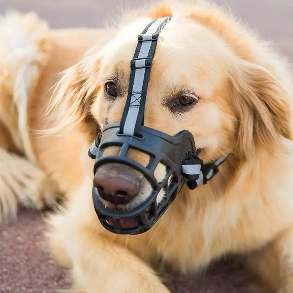 Soft silicone breathable basket dog muzzle – anti-biting and chewing protection for dogs.