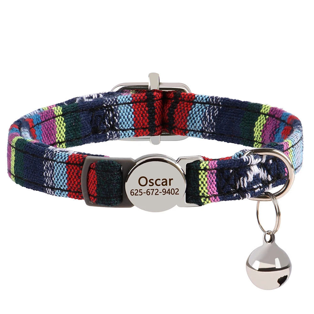 Personalized engraved cat collar – adjustable anti-lost collar for cats and small dogs.