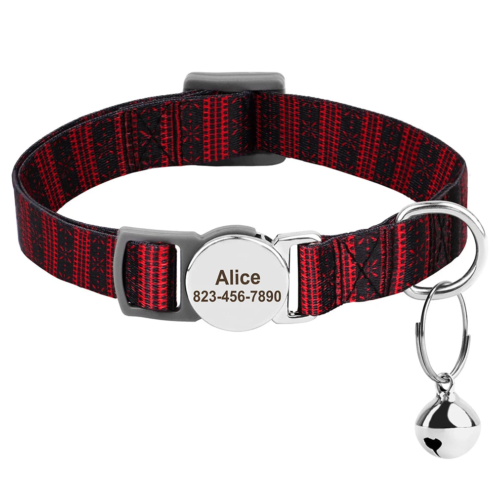 Personalized engraved cat collar – adjustable anti-lost collar for cats and small dogs.