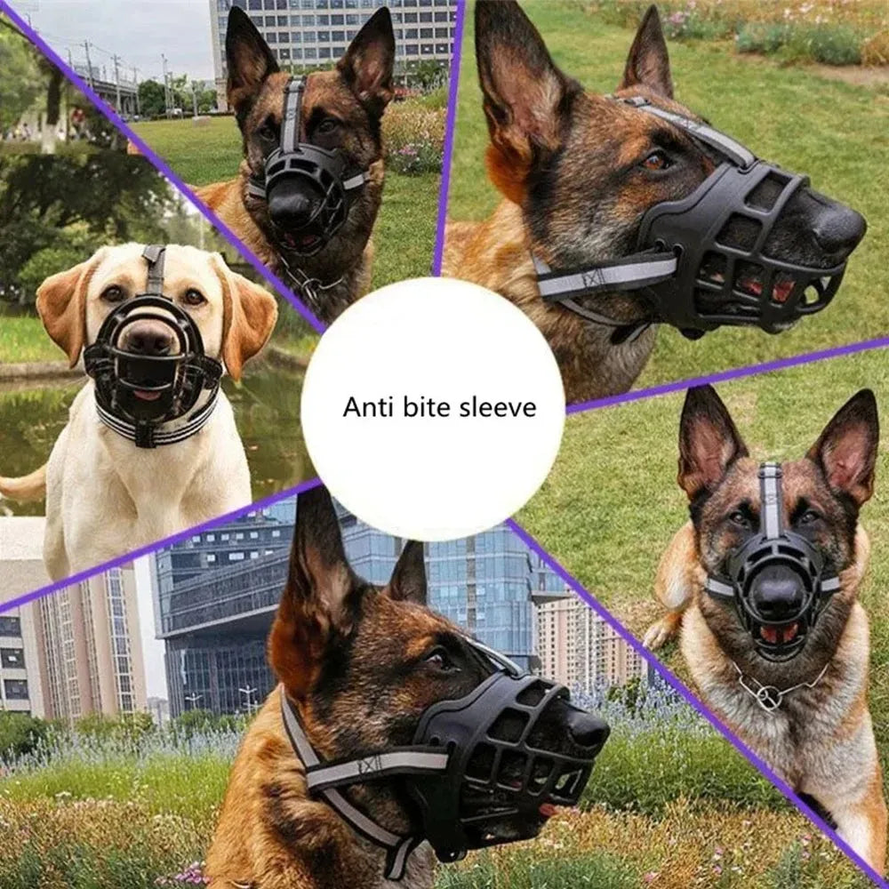Soft silicone breathable basket dog muzzle – anti-biting and chewing protection for dogs.