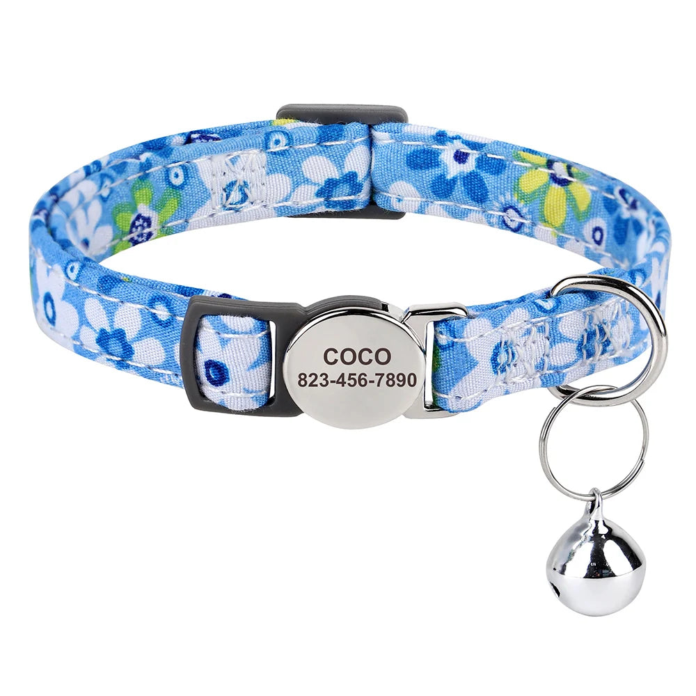 Personalized engraved cat collar – adjustable anti-lost collar for cats and small dogs.