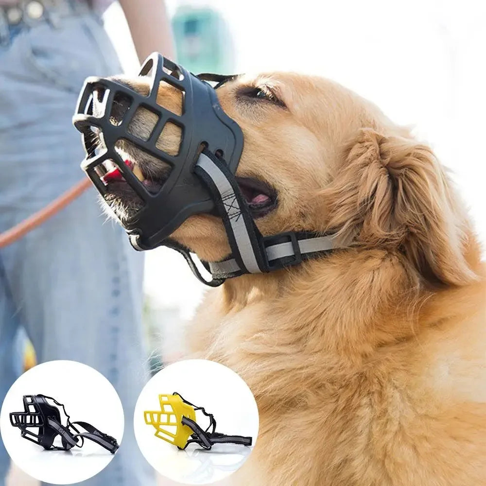 Soft silicone breathable basket dog muzzle – anti-biting and chewing protection for dogs.