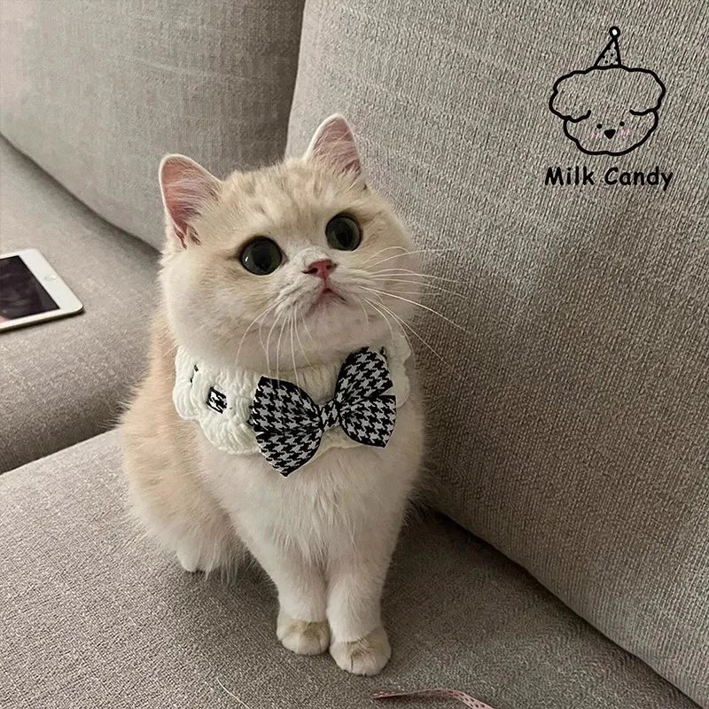 Stylish Checkered Pet Bow Tie Collar