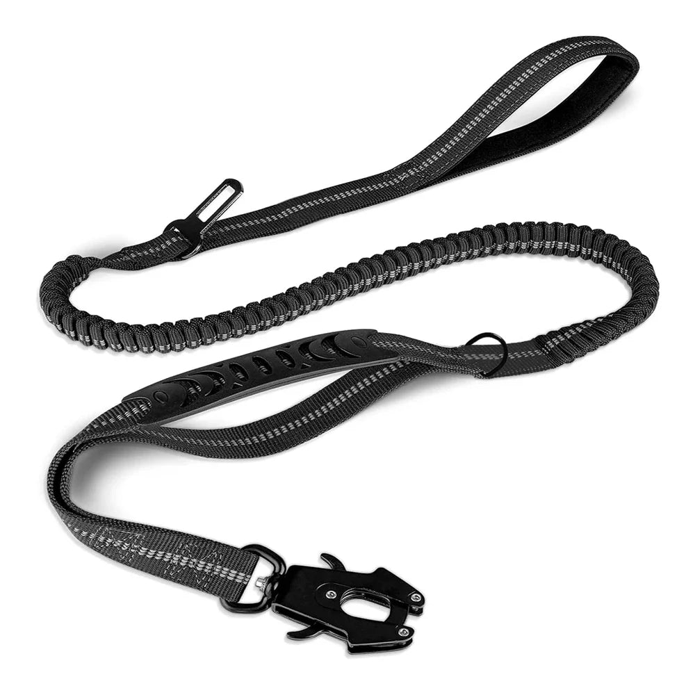 Reflective Shock Absorbing Dog Leash with Seatbelt