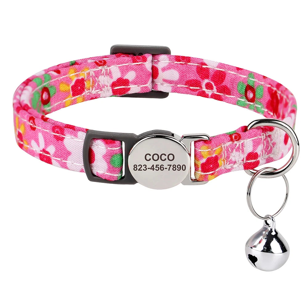 Personalized engraved cat collar – adjustable anti-lost collar for cats and small dogs.
