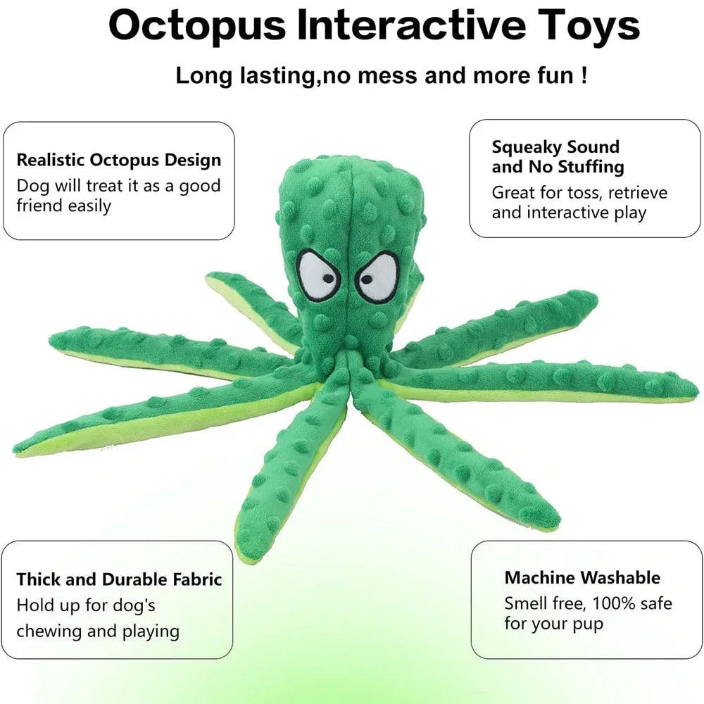 Crinkle Octopus Squeaky Dog Toy