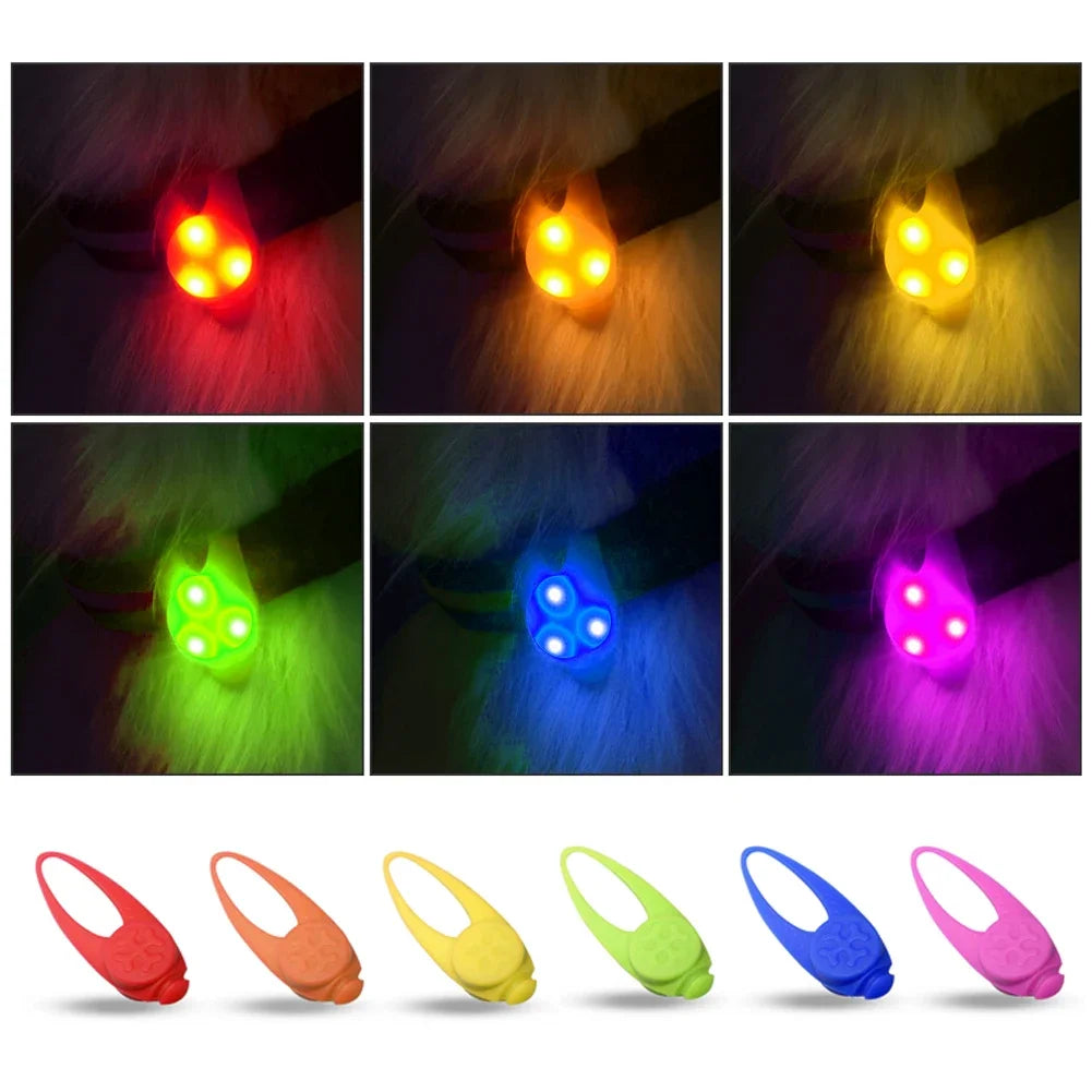 LED silicone pet pendant – flashing glow light collar accessory for dogs, safe and luminous for night visibility.