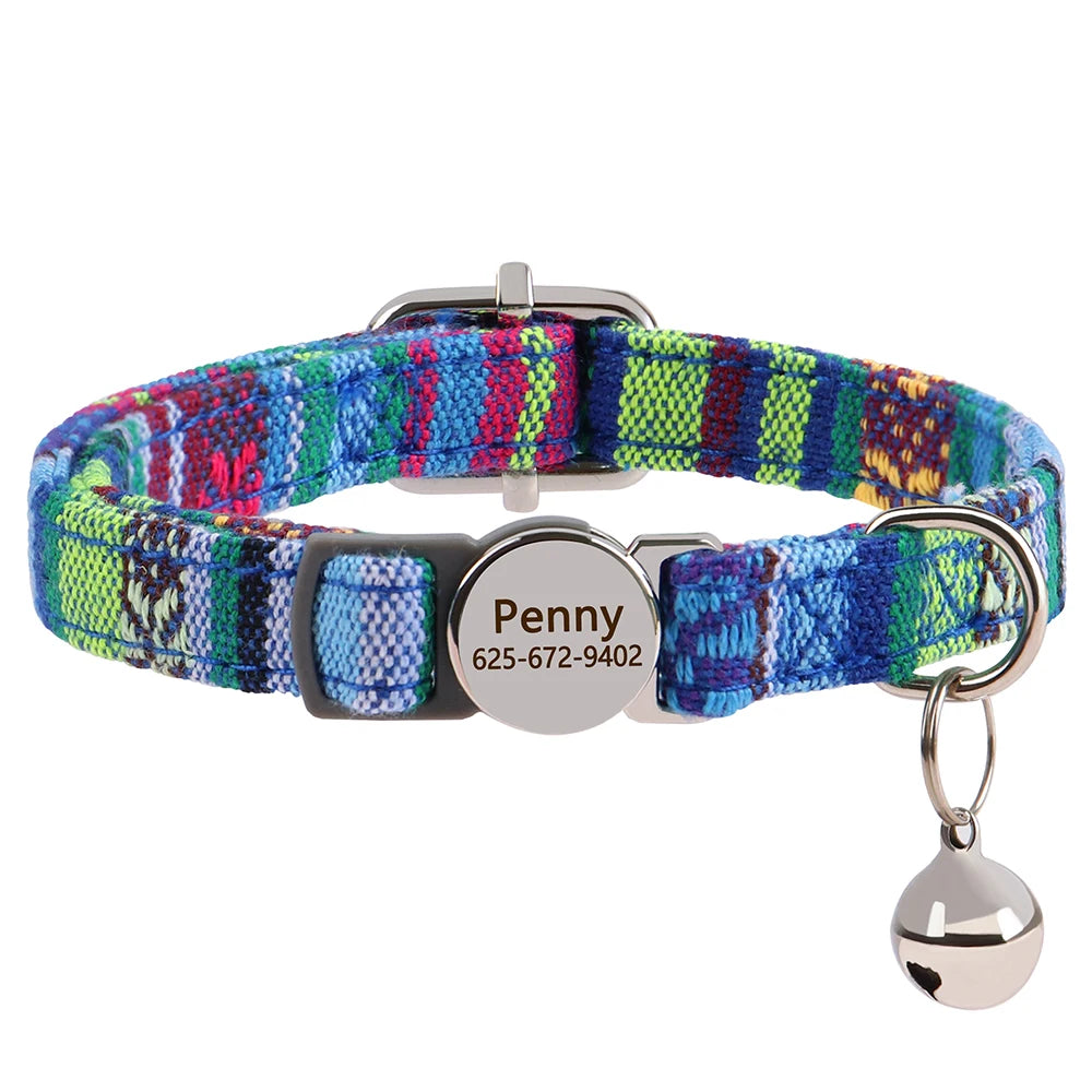 Personalized engraved cat collar – adjustable anti-lost collar for cats and small dogs.
