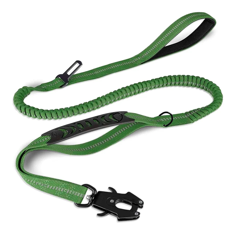 Reflective Shock Absorbing Dog Leash with Seatbelt