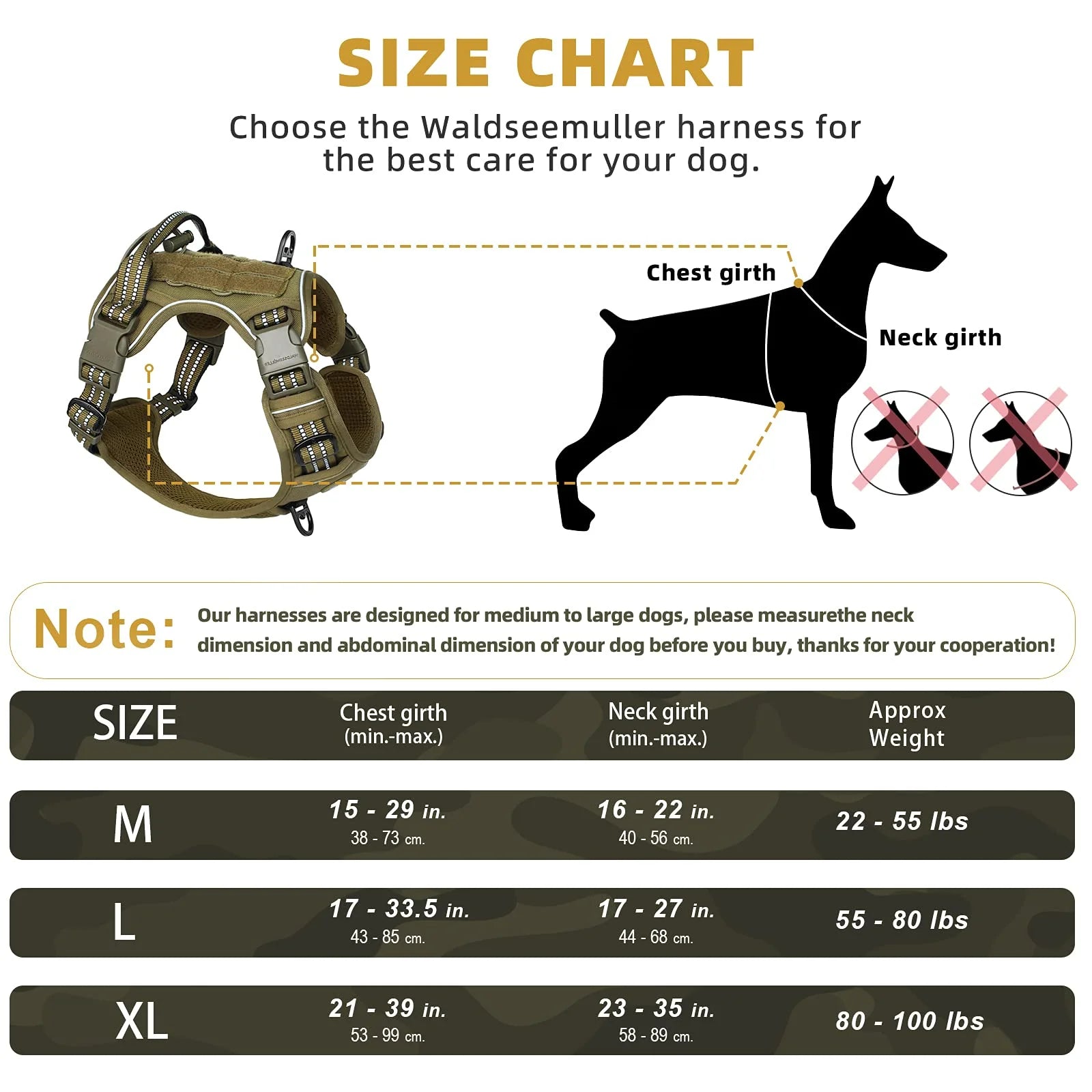 Tactical no-pull MOLLE dog harness – adjustable and reflective.