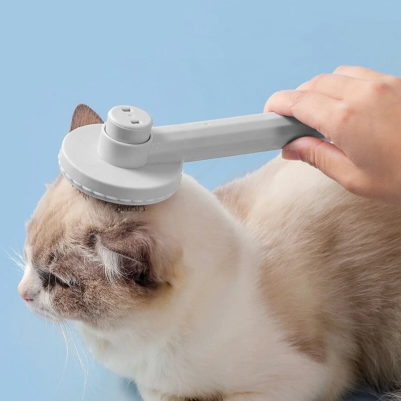 Self-cleaning pet grooming brush for dogs and cats
