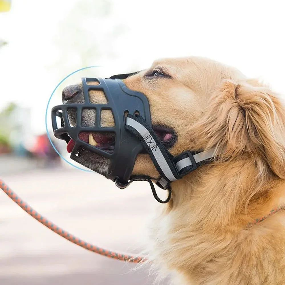 Soft silicone breathable basket dog muzzle – anti-biting and chewing protection for dogs.